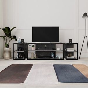 Sada TV stolku + 2 ks bočních stolků Houseland Echo retro šedá/černá obraz