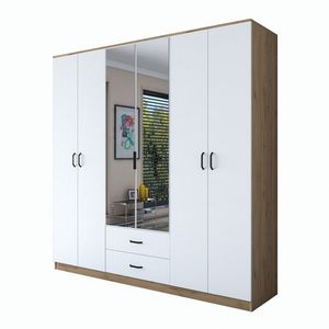 Kalune Design Šatní skříň BA 130 210 cm se zrcadlem ořech/bílá obraz
