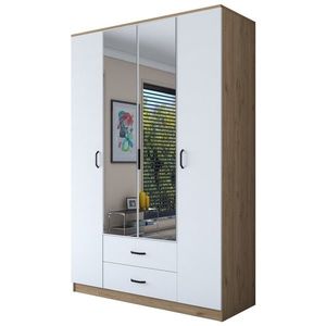 Kalune Design Šatní skříň BA 131 140 cm se zrcadlem ořech/bílá obraz
