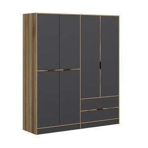 Kalune Design Šatní skříň Elina 180 cm grafit/ořech obraz