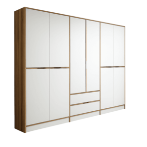 Kalune Design Šatní skříň Elina 270 cm bílá/ořech obraz