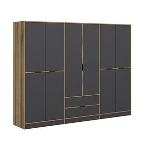 Kalune Design Šatní skříň Elina 270 cm grafit/ořech obraz