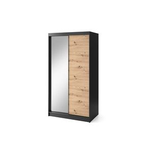 Eltap Šatní skříň Esville se zrcadlem 120 cm dub Artisan/černá obraz