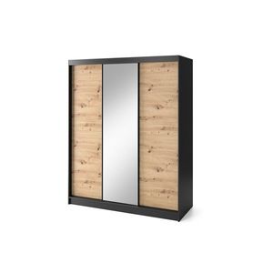 Eltap Šatní skříň Esville se zrcadlem 180 cm dub Artisan/černá obraz