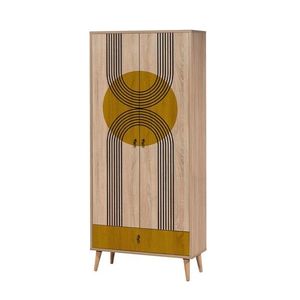 Kalune Design Šatní skříň Grandrop Sun 80 cm hnědá/vícebarevná obraz