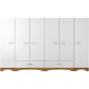 Kalune Design Šatní skříň Juraj 243 cm bílá/ořech obraz