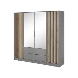 Piaski Šatní skříň Nelly 206 cm se zrcadlem šedá/dub artisan obraz
