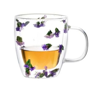 Mondex Skleněný hrnek PETER FLOWERS 350 ml čirý/fialový obraz