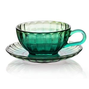 Affekdesign Skleněný šálek s podšálkem VINI 210 ml zelený obraz