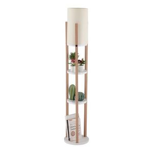 Opviq Stojací lampa Nora II bílá/dub přírodní obraz