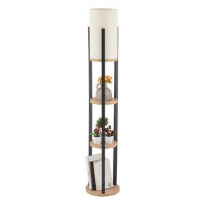 Opviq Stojací lampa Nora II černá/přírodní dub obraz
