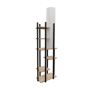 Opviq Stojací lampa Nora IV černá/přírodní dub obraz