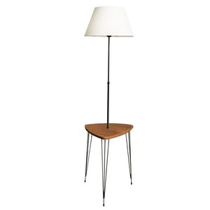 Opviq Stojací lampa TM2002 se stolkem bílá/ořech obraz