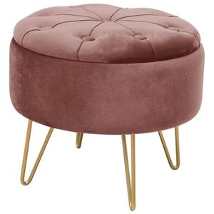 Ak furniture Taburet ROCA samet růžový obraz