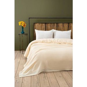Krémový mušelínový přehoz 220x250 cm Muslin – Mijolnir obraz