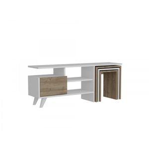 Hanah Home TV stolek Nature 120 cm bílý/ořech obraz