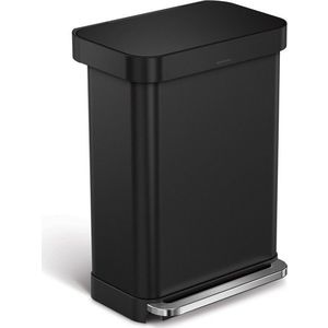 Matně černý nášlapný ocelový odpadkový koš 55 l – simplehuman obraz