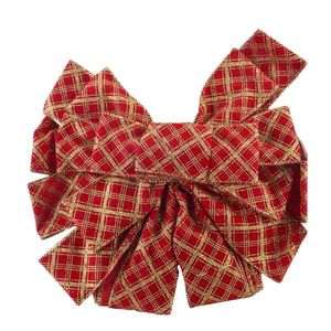 Mondex Since 1986 Vánoční dekorativní mašle Santa Lila 32x130 cm červená s kostkovaným vzorem obraz