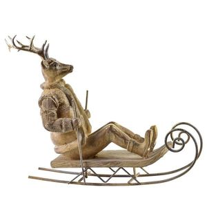 Mondex Since 1986 Vánoční figurka sob na saních Santa Lila 23, 5 cm hnědá obraz