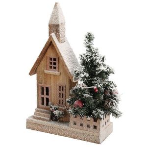 H&S Decoration Vánoční LED chaloupka MERRY CHRISTMAS 44 cm hnědá/bílá obraz