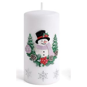 Mondex Vánoční svíčka Sněhulák 14 cm bílá obraz