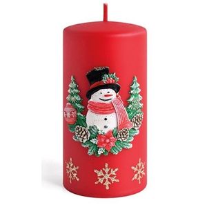Mondex Vánoční svíčka Sněhulák 14 cm červená obraz