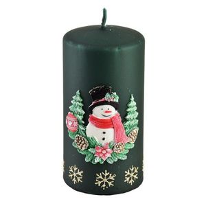 Mondex Vánoční svíčka Sněhulák 14 cm zelená obraz
