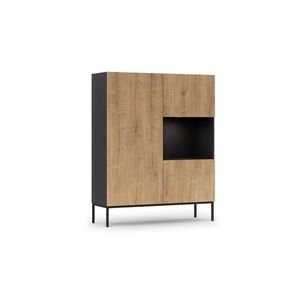Eltap Vitrína Lanzzi 120 cm černá/dub Artisan obraz