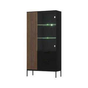 Eltap Vitrína Meorati s LED osvětlením 100 cm černá/dub Artisan obraz