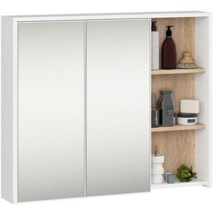 Ak furniture Závěsná koupelnová skříňka se zrcadlem VAMI 90 cm bílá/dub sonoma obraz