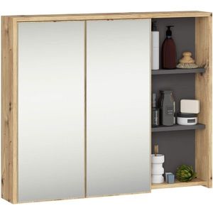 Ak furniture Závěsná koupelnová skříňka se zrcadlem VAMI 90 cm dub artisan/šedý grafit obraz