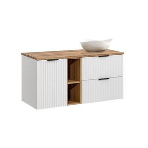 Comad Závěsná skříňka Casad Cloud s deskou a umyvadlem 120 cm bílá/dub wotan obraz