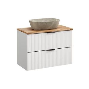Comad Závěsná skříňka Casad Nature Anna s deskou a umyvadlem 80 cm bílá/dub wotan obraz