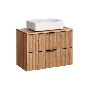 Comad Závěsná skříňka Casad Nature Magic s deskou a umyvadlem 80 cm dub wotan obraz