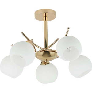 Stropní svítidlo se skleněným stínidlem v bílo-zlaté barvě 52x52 cm Amos – Candellux Lighting obraz