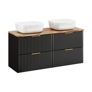 Comad Závěsná skříňka Casad Nature Smile s deskou a umyvadly 120 cm dub wotan/černá obraz