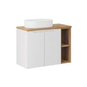 Comad Závěsná skříňka Nova White Beyond s deskou a umyvadlem 80 cm bílá/dub evoke obraz