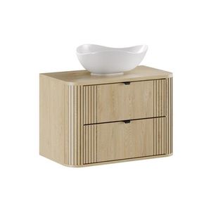 Comad Závěsná skříňka Ovalia Cloud s deskou a umyvadlem 80 cm dub Cremona obraz