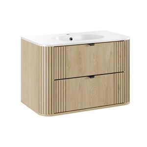 Comad Závěsná skříňka Ovalia Pure s umyvadlem 80 cm dub Cremona obraz
