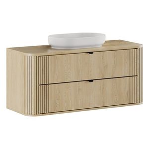 Comad Závěsná skříňka Ovalia River s deskou a umyvadlem 120 cm dub Cremona obraz