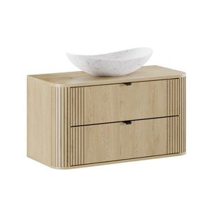 Comad Závěsná skříňka Ovalia s deskou a umyvadlem 100 cm dub Cremona obraz