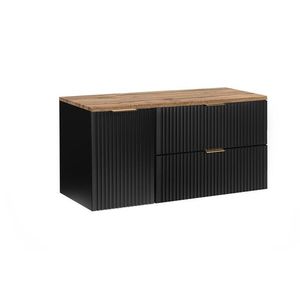 Comad Závěsná skříňka pod umyvadlo Casad s deskou 120 cm dub wotan/černá obraz