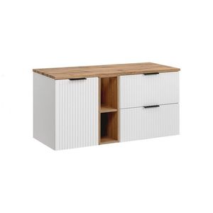 Comad Závěsná skříňka pod umyvadlo Casad s deskou 140 cm bílá/dub evoke obraz