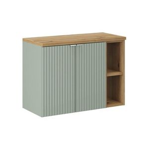 Comad Závěsná skříňka pod umyvadlo Line Reed Green II s deskou 80 cm zelená/dub evoke obraz