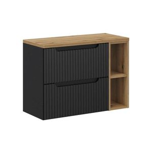 Comad Závěsná skříňka pod umyvadlo Nova Black s deskou 80 cm černá/dub evoke obraz