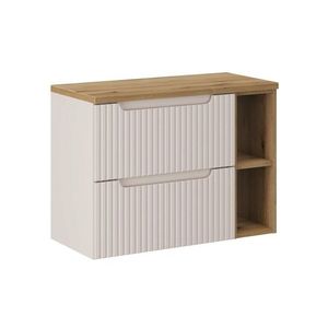 Comad Závěsná skříňka pod umyvadlo Nova Cashmere s deskou 80 cm kašmírová/dub evoke obraz