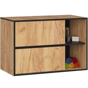 Ak furniture Závěsná skříňka pod umyvadlo VAMI 90 cm dub craft/černá obraz