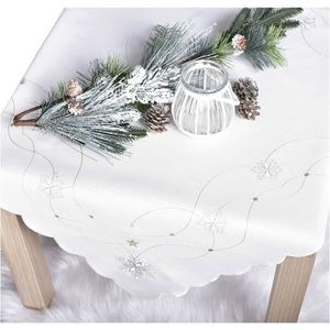 Ubrus Vánoční, Bílo zlaté vločky, smetanový pr. 35 cm obraz