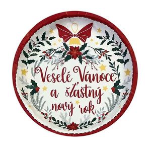 Plechový podnos TORO 26cm veselé vánoce obraz