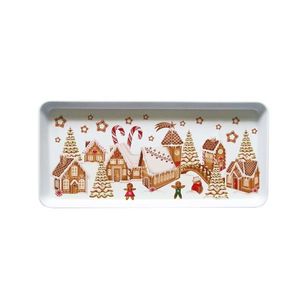Melaminový servírovací tác TORO 35x16, 5cm perníčková vesnička obraz